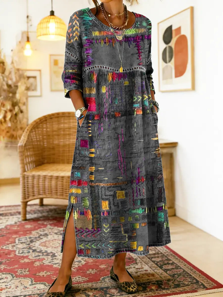 Alina | Dress with Ethnic Patchwork