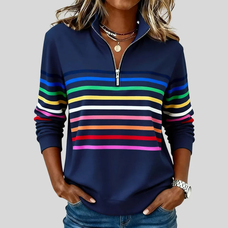 Celia™ | COLORFUL STRIPED QUARTER-ZIP SWEATSHIRT