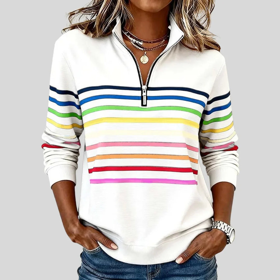 Celia™ | COLORFUL STRIPED QUARTER-ZIP SWEATSHIRT