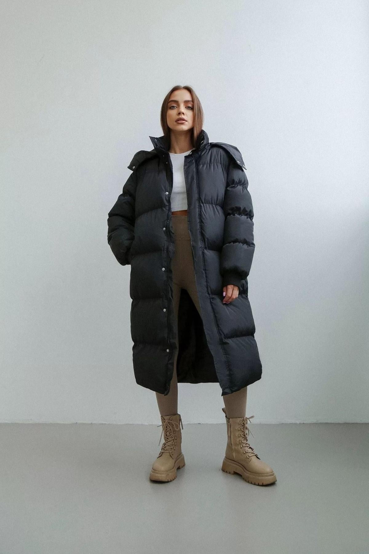 Oversized Women's Quilted Puffer Trench Coat For Women
