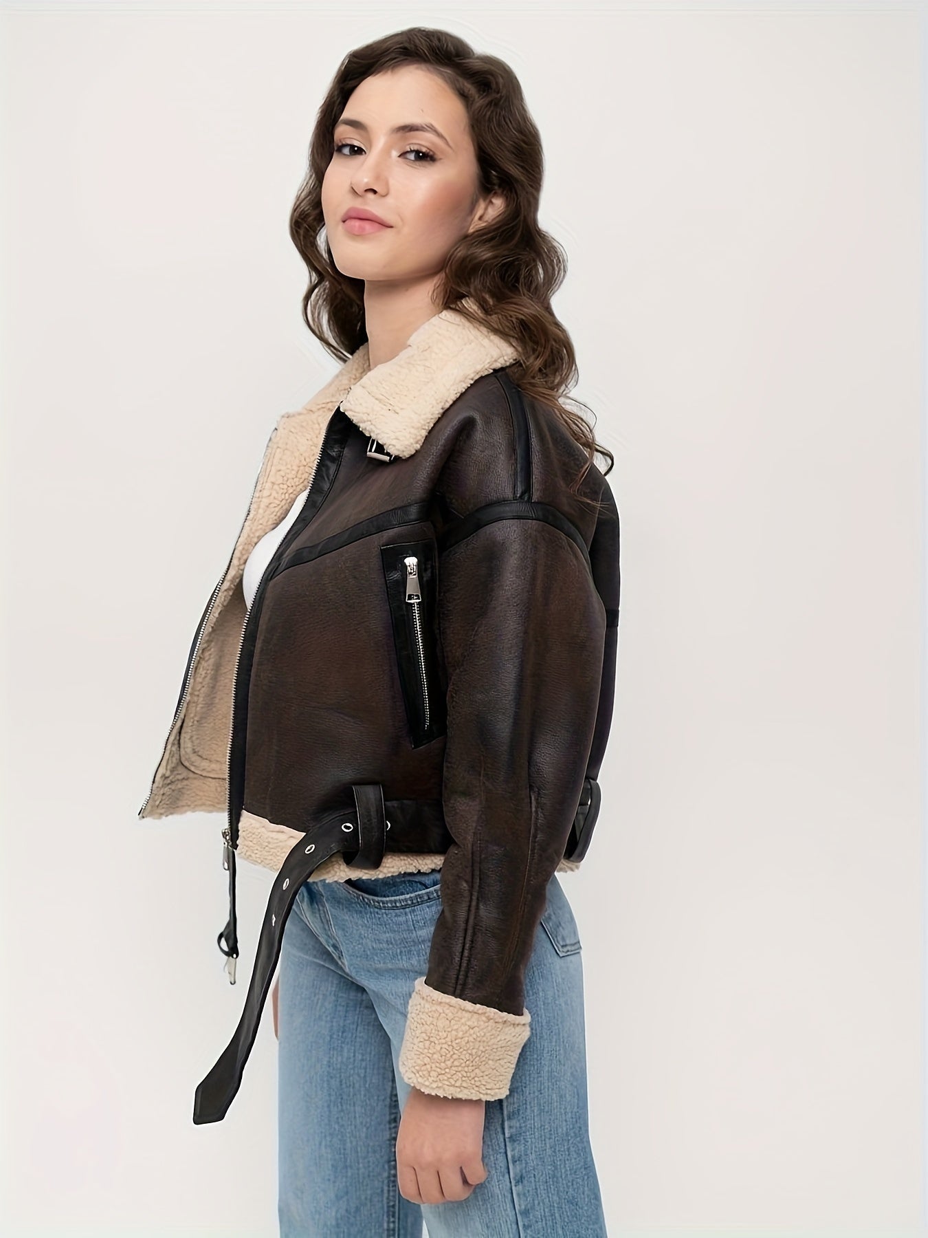 Women's Short Leather Winter Jacket