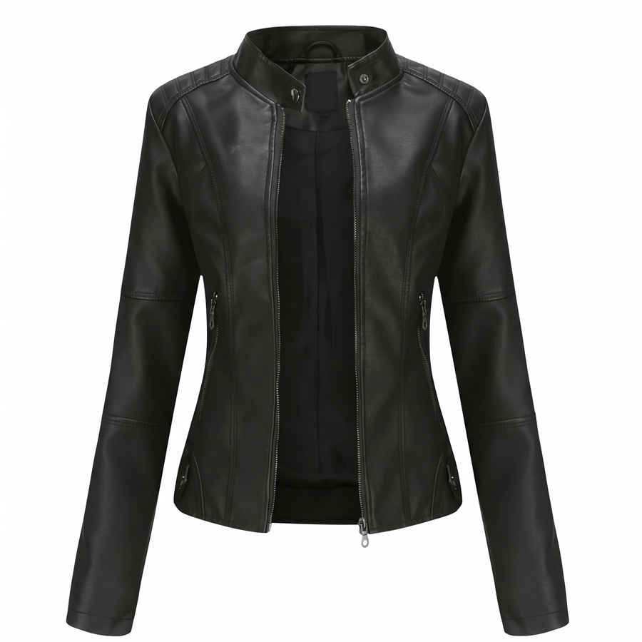 MARISSA | Slim Moto Jacket with Stand Collar
