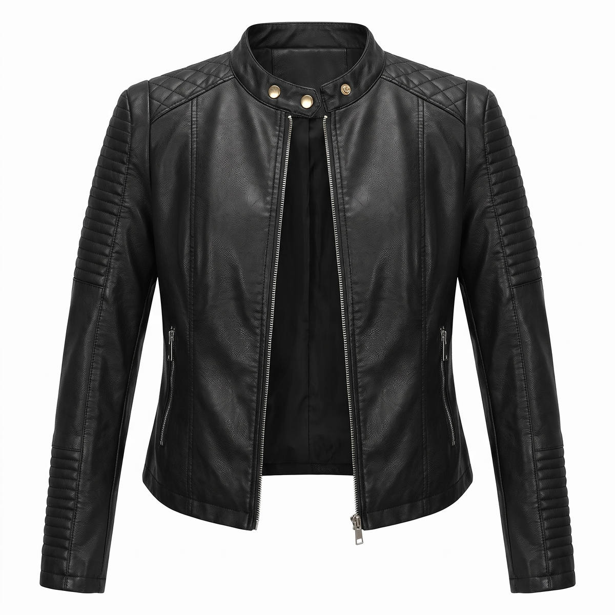 DANIELA | Quilted-Shoulder Moto Jacket