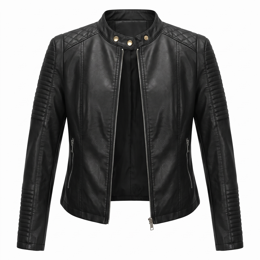 DANIELA | Quilted-Shoulder Moto Jacket