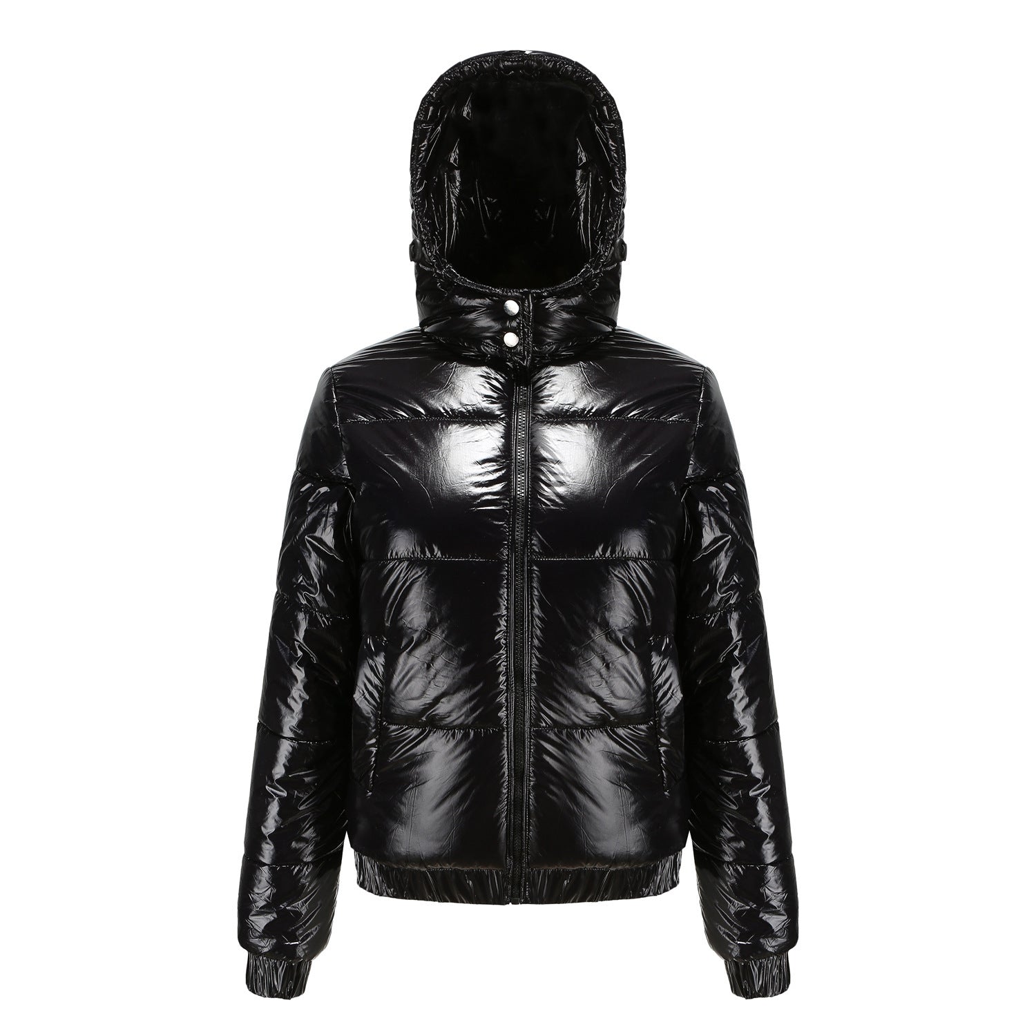 Women's high-gloss down jacket with hood
