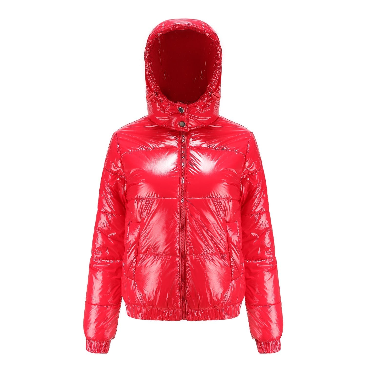 Women's high-gloss down jacket with hood