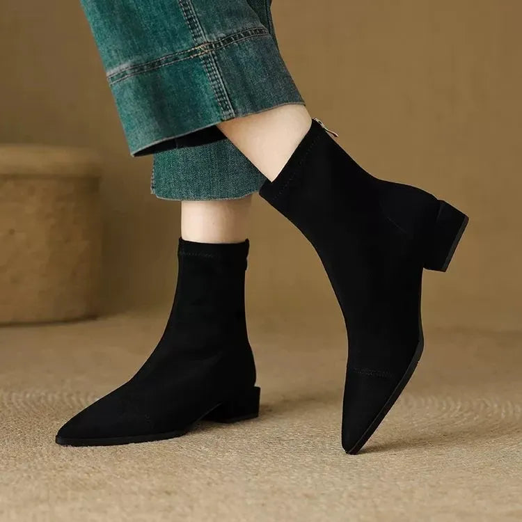 Delphine Suede Pointed-Toe Ankle Boots