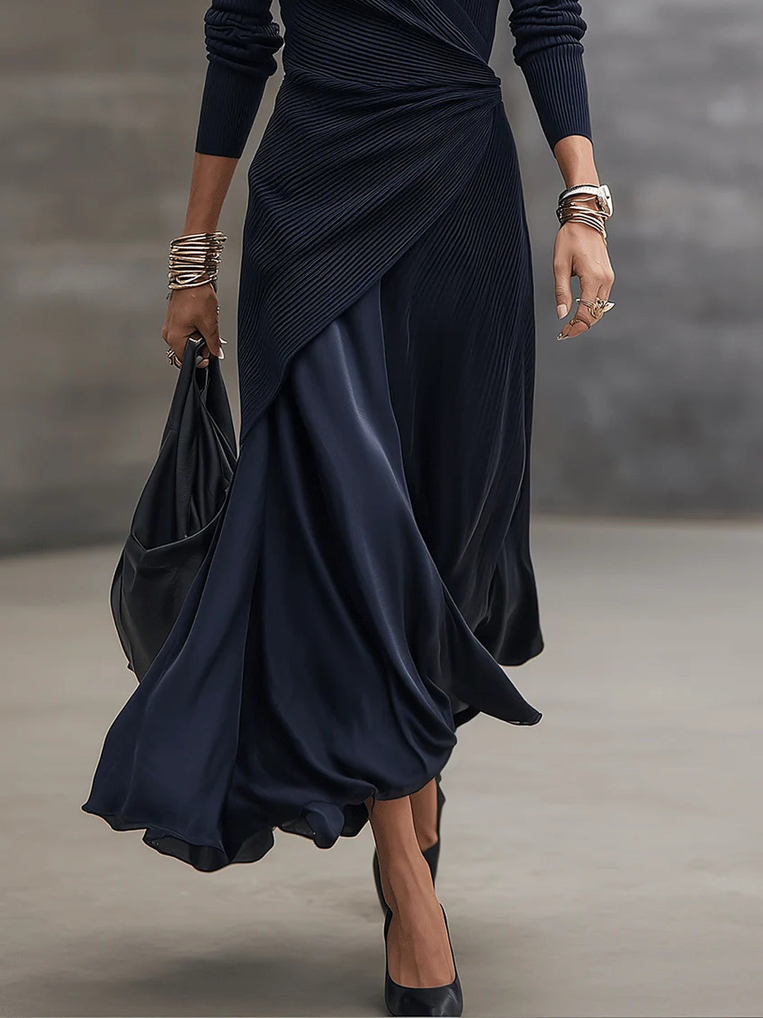 Carol™ | Elegant Maxi Wrap Dress with Satin Skirt