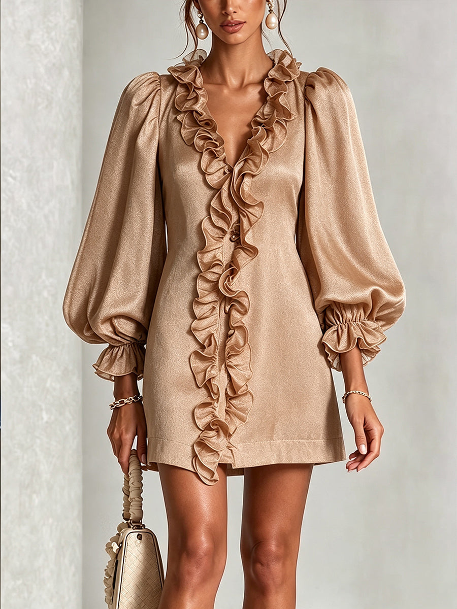 Emery™ | Elegant Ruffle Detail Mini Dress