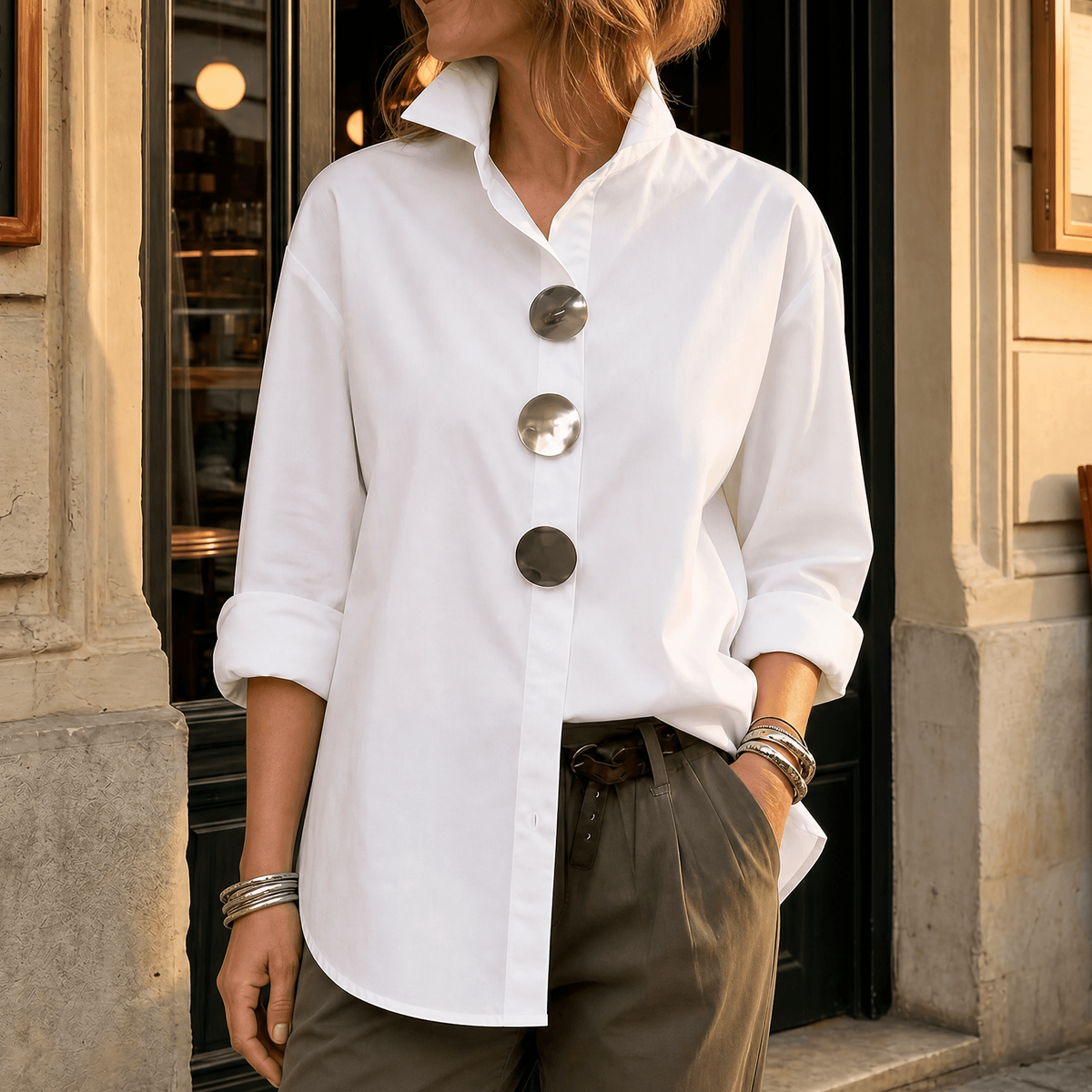 Add Payee Button Peggy | Statement Button Blouse – Sydney & Daughters