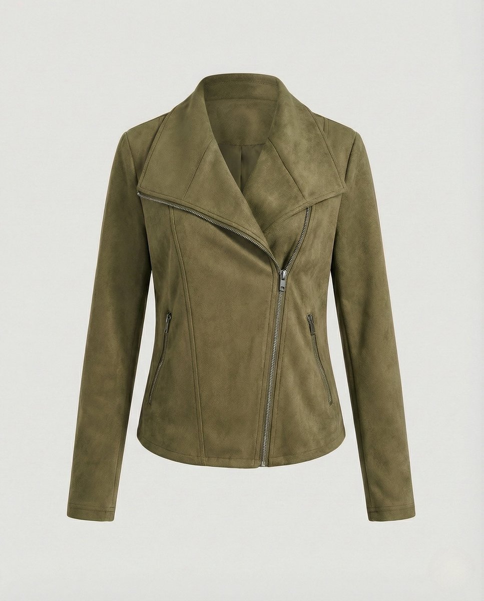 CORINNA | Suede-Look Moto Jacket