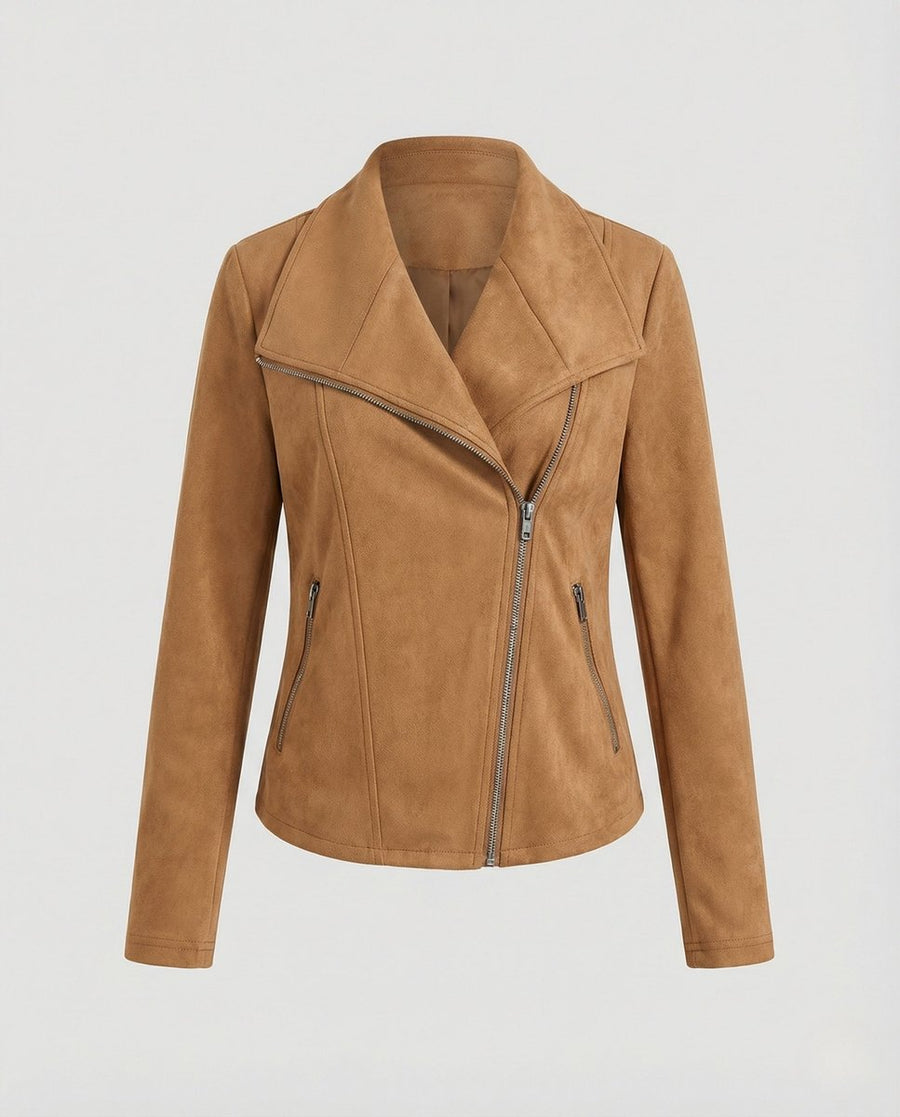 CORINNA | Suede-Look Moto Jacket