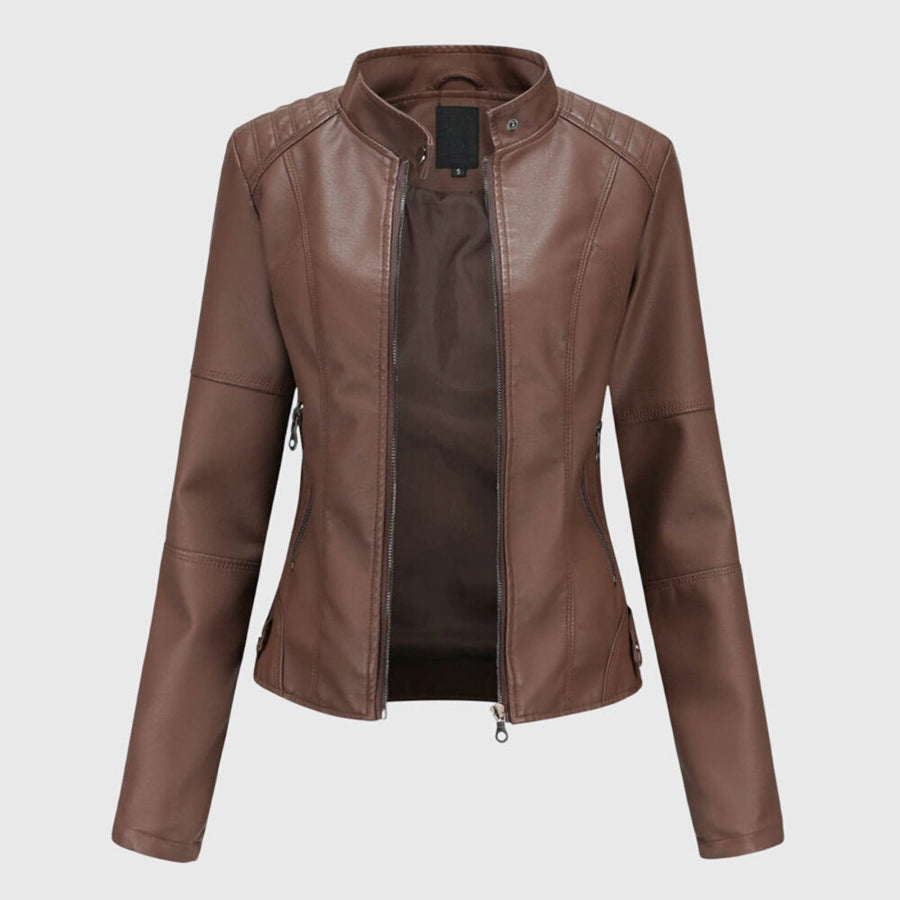 MARISSA | Slim Moto Jacket with Stand Collar