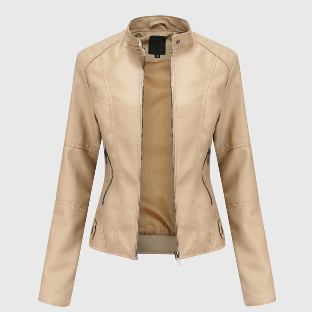 MARISSA | Slim Moto Jacket with Stand Collar